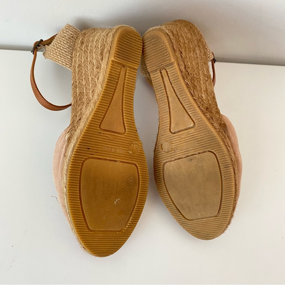 Kurt Geiger Wedge Heel Ankle Strap Dusty Pink Suede Espadrilles Size 38/7.5 GUC - Picture 12 of 13